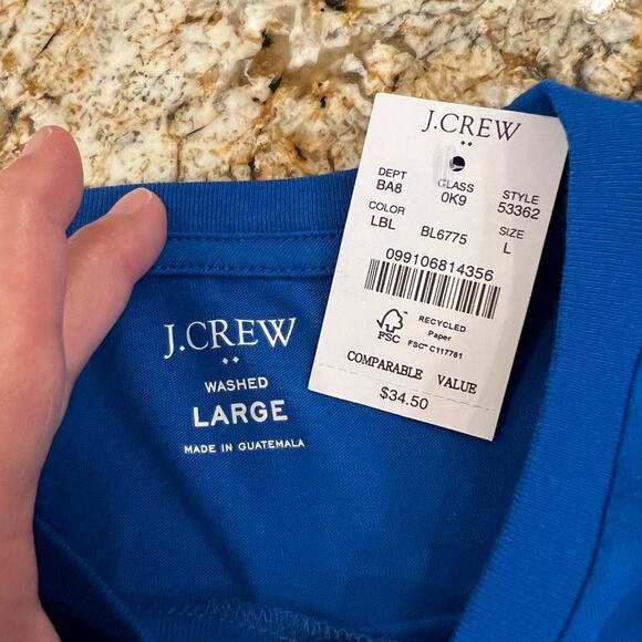 NWT J. Crew Men's Lustrous Royal Blue Washed Jersey Crewneck Tee - Picture 5 of 11